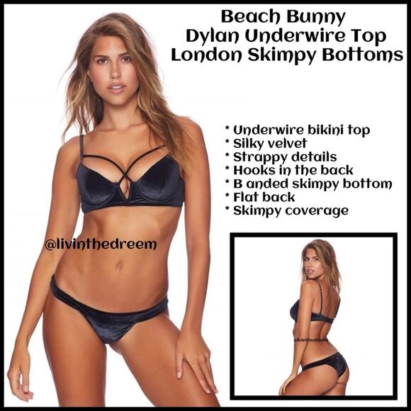 Dylan Velvet Underwire Bikini Top and London Skimpy Bikini Bottoms XL/L $240 - Picture 1 of 15